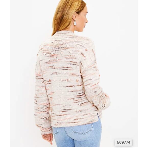 LOFT NWT Mock Neck Bobble Ivory Brown Sweater // S - Picture 2 of 9